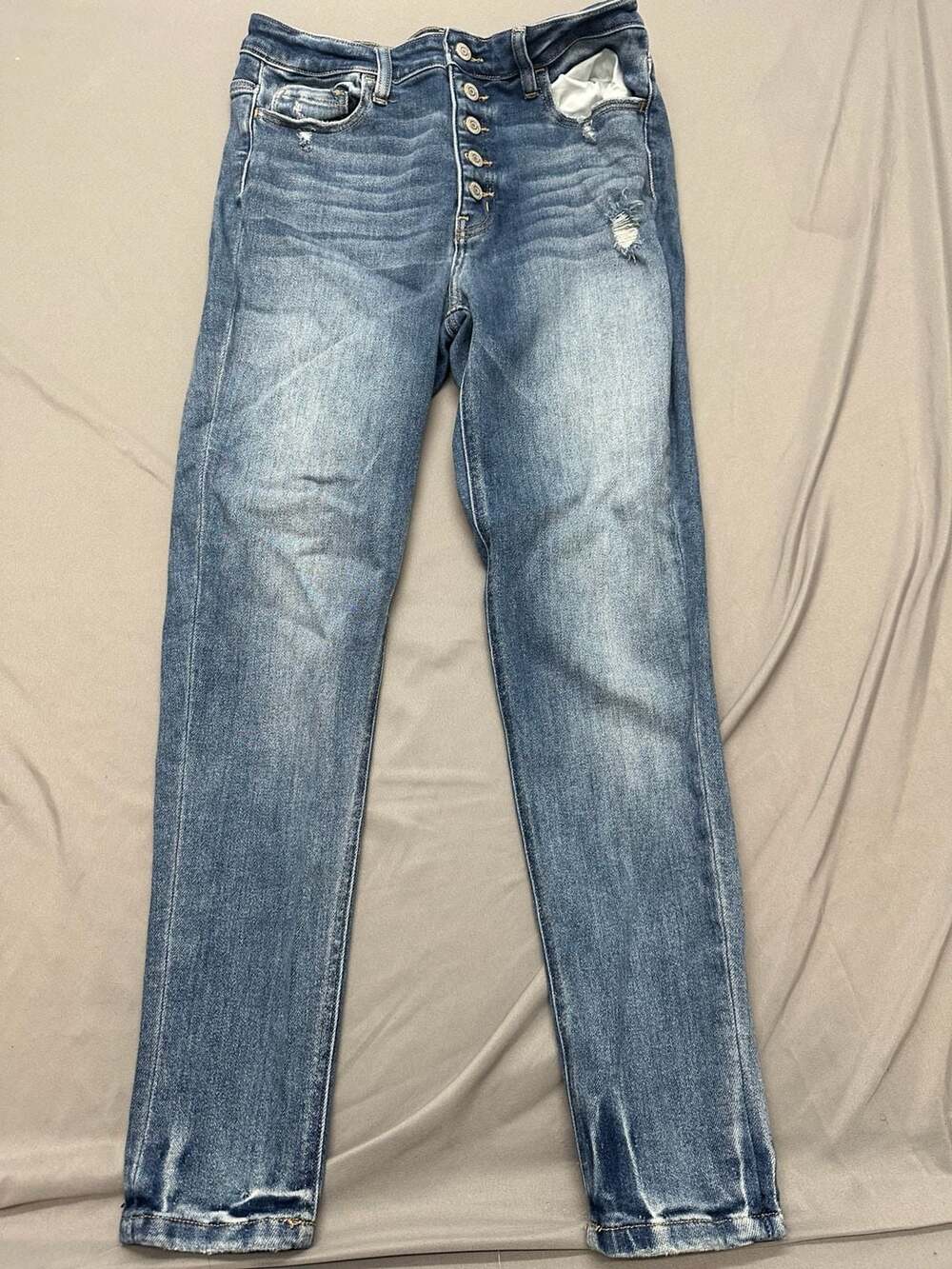 Flying Monkey Platinum Distressed Skinny Button Fly Jeans Size 30